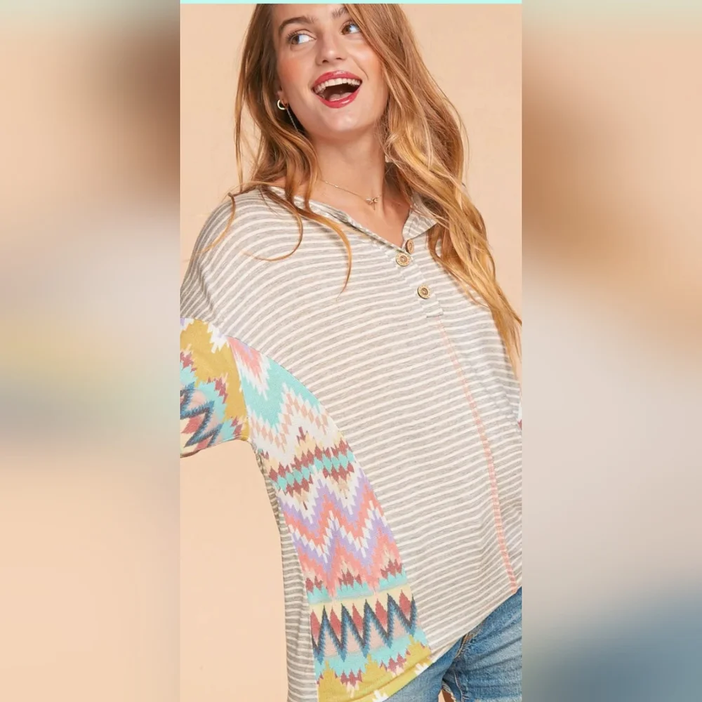 Plus Women's Thermal Button Top - Picture 3 of 4